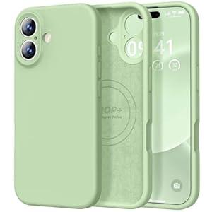 Vooii Magnetic for iPhone 17 Case, Compatible with Magsafe (Premium Liquid Silicone) (Integrated Camera Control Button) Full Body Protective Anti-Scratch Microfiber Lining 6.3", Matcha