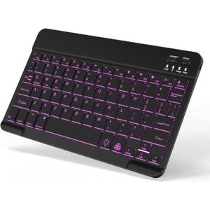 Backlit Bluetooth Keyboard Small Portable Wireless Keyboard Rechargeable Illuminated for Android Samsung Tablet Cell Phone Smartphone iPad A16 11th 10th Generation iPad Pro Air Mini iPhone (Black)