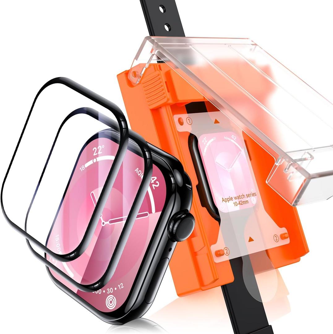 Uyiton 2 Pack for Apple Watch Series 10 Screen Protector 42mm, [3RD Gen Installation Kit] HD Clear Anti Scratch Full-Coverage High-Touch Protective Cover Soft Film for iWatch 42 mm