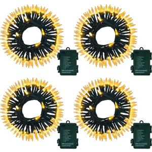 4PACK Christmas Mini String Lights Battery Operated,16.5FT 50 Count LED Forest Battery Christmas Lights with Timer 8 Modes Waterproof Battery Mini String Lights for Christmas Decorations Tree Wreath (Mini Dark Green Wire-Warm White)