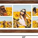 11x23 Picture Frame Display 5 opening 5x7 and 8x10 Picture Frame Collage,Multi Photo Frame with Mat,Plexiglass,Horizontal and Vertical Formats for Wall Decor,Carbonized Brown Wood Grain