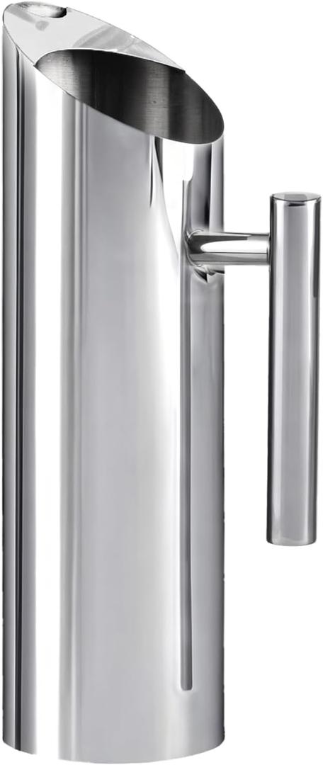 Stainless Steel 53oz/1.5L Metal Pitcher with Ice Guard, Silver Restaurant Jug with Handle for Iced/Hot Beverages (51.2 Ounces)