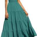 PRETTYGARDEN Women's 2025 Casual Loose Plain Maxi Sundress Smocked Tank Dress Sleeveless Summer Beach Tiered Long Dresses (Bean Green), S