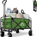 Foldable Wagon Cart, Collapsible Wagon Cart with Heavy Duty Wheels, 220Ibs Portable Folding Utility Wagon for Groceries, Beach, Camping, Outdoor Activities, Green