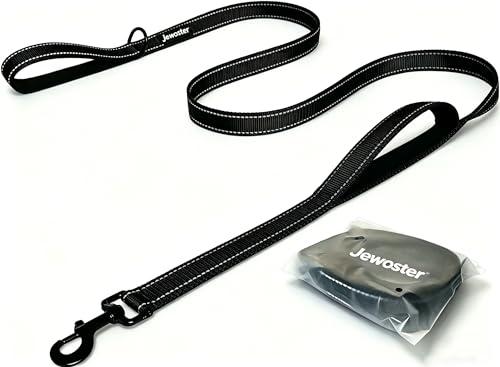 Heavy Duty Dog Leash - 2 Handles by Padded Traffic Handle for Extra Control, 6foot Long - Perfect for Medium to Large Dogs (6 ft, Black)