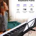 POGOLAB 61 Keys Compact Keyboard Piano, Multi-Function Electronic Piano with 255 Sounds, 255 Rhythms, 24 Demos, Includes Sheet Music Stand, Note Stickers & Power Supply, Gift for Beginners, Black