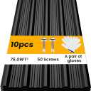 10 Pack Corrugated Metal Roofing Panels 73.23x17.72in, Black, L73.23''-10
