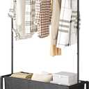 SUOERNUO Garment Rack for Hanging Clothes Rack Heavy Duty Portable with Bottom Metal Shelf Drying Coats Shirt,Black (Black Bag)