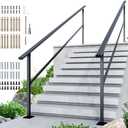 DIYHD 10 Step Handrail, Black Iron Stair Railing, Outdoor Indoor, 2 Pack | Black Powder Coated Rust Protection, Ideal for outdoor porch, Deck, Indoor Stairways, Heavy Duty Carbon Steel Construction