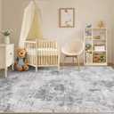 Tortania Washable 9x12 Area Rug for Living Room: Modern Abstract Neutral Large Soft Thin Rugs - Non Slip Indoor Carpet for Bedroom Dining Room Office Nursery Home Floor Decoration - Smoky Gray