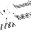 Gridwall Panel Display Stand Stand Hanging Wire Basket,4-Pack,Wall Grid Accessories,Grid Wall Shelves Hooks, Black Wire Baskets for Wall (A 4)