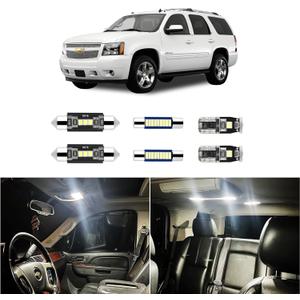 15Pcs Car Interior Lights: Super Bright Bulbs 6000K White LED for 2007 2008 2009 2010 2011 2012 2013 2014 Chevy Tahoe/Suburban Lighting Package Kit Includes Light Accessories + Install Tool