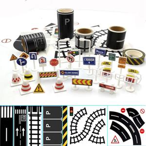 Road Tape for Toy Cars & Trains Black Track 3 Rolls Road Tape 197 inch by 1.9 inch, Packing Traffic Signs Stick to Floors and Walls, Quick Cleanup, for Kids Car Play Gift