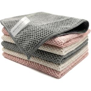 Ha-Fish&Flame-Gua Microfiber Cleaning Cloths 6-Pack, Super Absorbent & Textured Towels for Kitchen, Countertops & Household Cleaning – Practical, Not Plush – 12x16 Inches