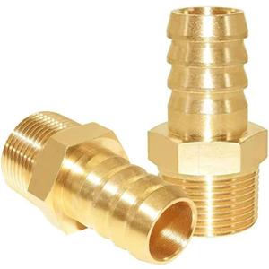 Joywayus Brass Hose Barb Fitting 1" Barb x 1" Male NPT Water Fuel Air (Pack of 2)