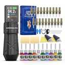 WORMHOLE PRO Tattoo Gun Auriga Tattoo Kit with Coreless Motor, 2,300 mAh Capacity Battery, 5 Adjustable Stroke, Normal/Jump-Start/Dot Working Mode, Wireless Tattoo Machine Kit for Artists (WTK301)