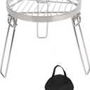 Lineslife Folding Campfire Tripod for Cooking, Portable Camping Tripod Stand with Grill Grate for Solo Stove Bonfire Fire Pit, Dutch Oven, Open Fire, Stainless Steel