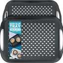 Food Trays for Eating on Couch - 2 Pack - Non Slip Dinner Trays for Eating Set of 2 Non Slip Serving Tray and Food Tray with Handles (Black)