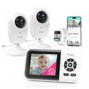 1080p Smart AI 2 Camera Video Baby Monitor,WiFi Switch,2.8" inch Display or WiFi Remote Access,Night Vision,1500ft Long Range,2-Way Talk,Sound Alert,Temperature Sensor,Lullabies Feeding Remind