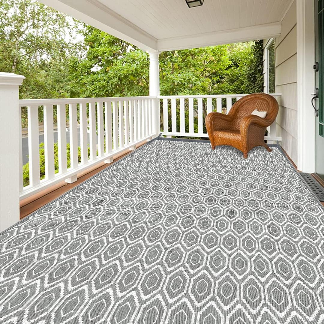 10x20 Outdoor Rug, Plastic Woven Patio Mat, Waterproof RV Camping Rug