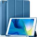 Akkerds Case Compatible with iPad 10.2 Inch 2021/2020/2019, for iPad 9th/8th/7th Generation Case with Pencil Holder, Protective with Soft TPU Back, Auto Sleep/Wake Cover, Bluemist