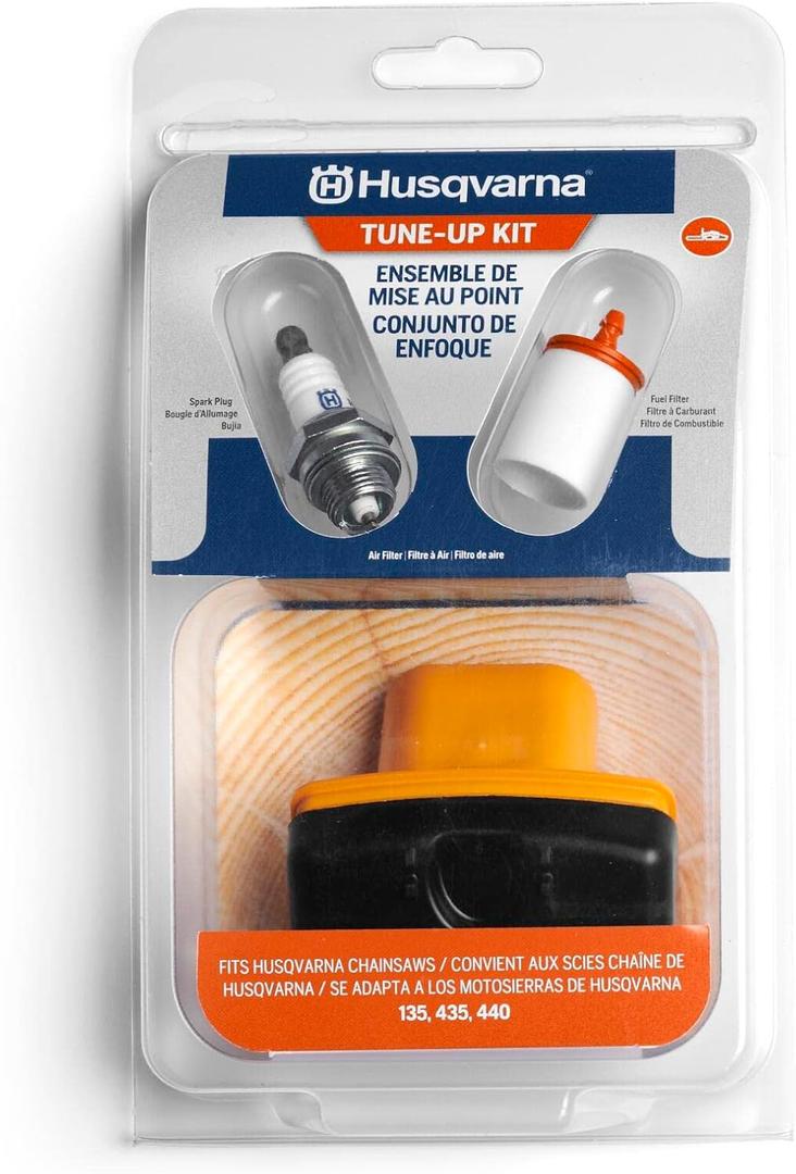 Husqvarna 599333401 135/435/440 Chainsaw Maintenance Kit, Easy-to-Install Chainsaw Parts Tune Up Kit Includes Air Filter, Fuel Filter and Spark Plug