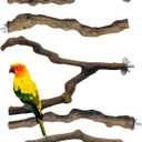 Allazone 5 PCS Natural Grape Stick Perch Swing Chewing Toys for Parrot Cages, Cockatiels, Parakeets, Finches - Bird Standing Stick
