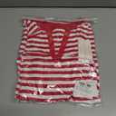 LilyCoco Womens 3/4 Length Sleeve Tops Striped Boat Neck Shirt Frenchy Cotton Tees Red Medium (Red, M)