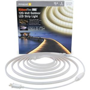 Armacost Lighting RibbonFlex Pro Outdoor 16.4 ft 120V Plug-in Soft White 3000K LED Strip Light Kit 149430