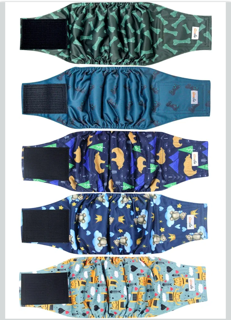 5 Pack Dog Diapers Male, Premium Belly Bands for Male Dogs, High Absorbing Male Dog Pee Wraps for Doggie in Incontinence or Excitable Urination and Training S