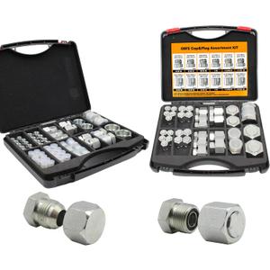 128 PC JIC and ORFS Master Industrial Hydraulic Cap and Plug Hose Tube and Pipe Fitting Kit Cap and Plug Kit Precision Threading in ORFS and JIC 37 Dash Sizes 4 6 8 10 12 16