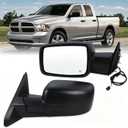 Driver Left Side Mirror Compatible With 2014-2018 Ram 1500 2500/2019-2022 Ram 1500 Classic With Manual Folding Power Glass Heated Temperature Sensors Replace#68462819AA (Black, 6Pins)
