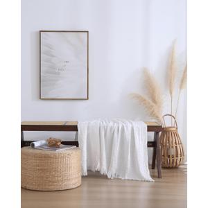 100% Cotton Muslin Throw Blanket for Bed, Couch, Small, Decorative, Soft, Pre-Washed, Breathable and Lightweight Gauze Blanket with Tassels(Off-White, 50"x60")