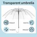 20 Pack Clear Umbrellas for Wedding Guests, Bulk Wedding Umbrellas for Outdoor Ceremony & Events, Auto Open Transparent Stick Umbrella with J Hook Handle for Photos, Light Rain Backup