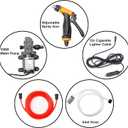 Portable Intelligent Electric Pressure Washer Pump 100W 160 PSI 12V Portable Pressure Powerful Washing Kit with 21.3 Feet PVC Hose for Home, Car, Garden, Projects (100 W-Black Hose)