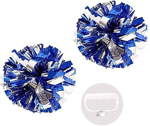 PUZINE 4pack 13" Cheerleading Metallic Foil & Plastic Ring Pom Poms Cheerleading Poms 100g