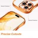 Jusy Compatible with MagSafe Phone Case with Screen Protector for iPhone 14 Pro, Cute Curly Wavy Magnetic Metal Glossy Soft Shockproof Clear Phone Cover - Orange