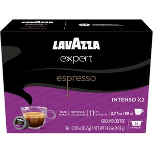 Lavazza Expert Espresso Intenso Double Shot Capsules, Dark Roast, Arabica and Robusta Blend, Compatible with Lavazza Classy Machines (36 Capsules) (36 Count (Pack of 1)) BBD: 11/30/26