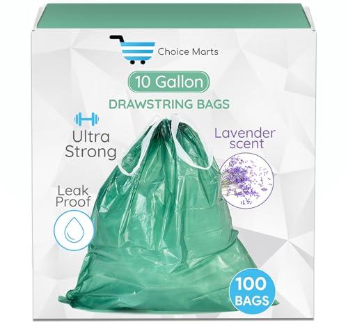 10 Gallon Trash Bag Lavender Scent Ultra Strong 100 Count With Drawstring
