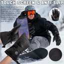 Snow Gloves, Waterproof Warm Ski Gloves Thermal for Winter, Fit Both Men & Women, Gift for Parent Child