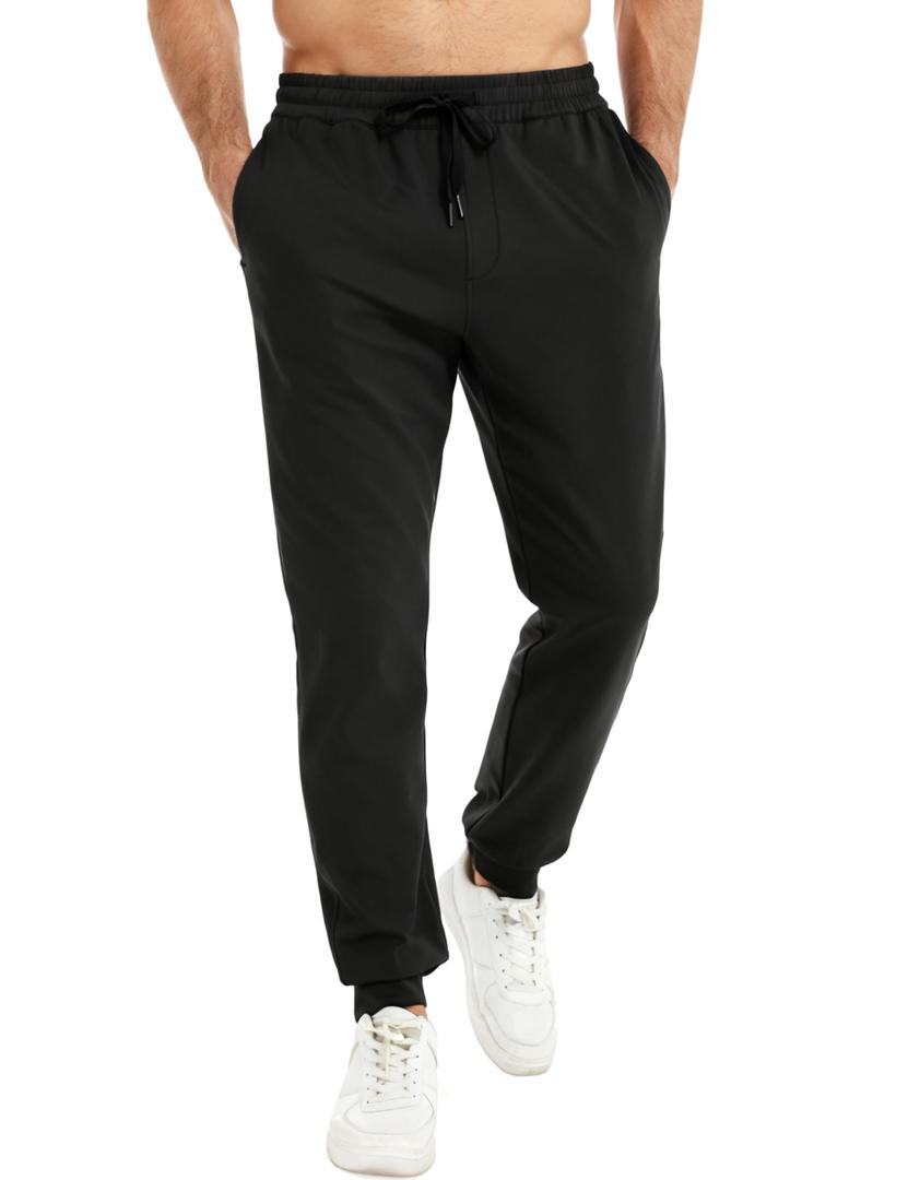 Indoner Men's Fleece Joggers Sweatpants – Thermal Tapered Athletic Fit Jogging Pants with Zipper Pockets Lightweight Soft Warm Winter Bottoms for Cold Weather Running Hiking Gym WFH Lounge Wear