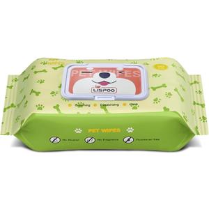 Pet Wipes -Cleaning and Grooming for All Pets, Alcohol-Free Portable Pack, Gentle for Face, Body, Paws and Butt-Thick Nonwoven Fabric-80 Count