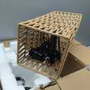 Ruiever Floor Lamp for Living Room,Farmhouse Floor lamp,Modern Standing lamp with Hand-Worked Rattan Shade (Square Shade-3 Color Blub)