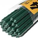 Jollybower 25pcs Steel Plant Stakes 4 Feet,Sturdy Plant Sticks, Plastic Coated Metal Garden Stakes Supports Climbing for Tomato, Bean, Flowers, Tree Potted