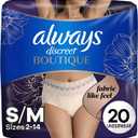 Always Discreet Boutique Incontinence and Postpartum Underwear for Women, Maximum Protection, S/M, Rosy, 20 Count (Packaging May Vary)