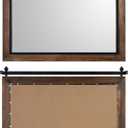 YOSHOOT Farmhouse Barn Door Mirror, 48"x30" Rustic Bathroom Mirror, Wood Frame Wall Mirror, Wooden Mirror for Living Room Bedroom Entryway Wall Dcor, Horizontal Hanging ONLY