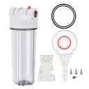 Whole House Water Filter Housing Clear,10" X 2.5" Inline Sediment Water Filter for RV, Home, Aquarium, Maple Syrup RO System, 3/4 NPT Brass Port, Steel Bracket - 1025TBH