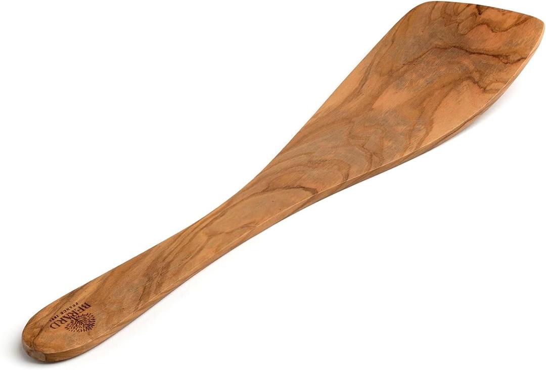 Berard 66475 French Olive-Wood Handcrafted Curved Spatula, Brown