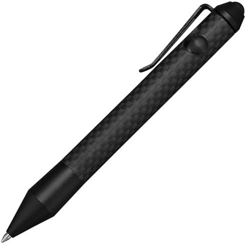 Cool Hand 4.5'' Bolt Action Pen with Stylus for Touchscreen, Rocket Style Carbon Fiber Body, Ballpoint Pen w/Pocket Clip, Classic Black