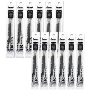 Pentel Refill Ink for EnerGel Liquid Gel Pen, (1.0mm), Bold Line, Metal Tip, Black Ink, Box of 10 (LR10-A)